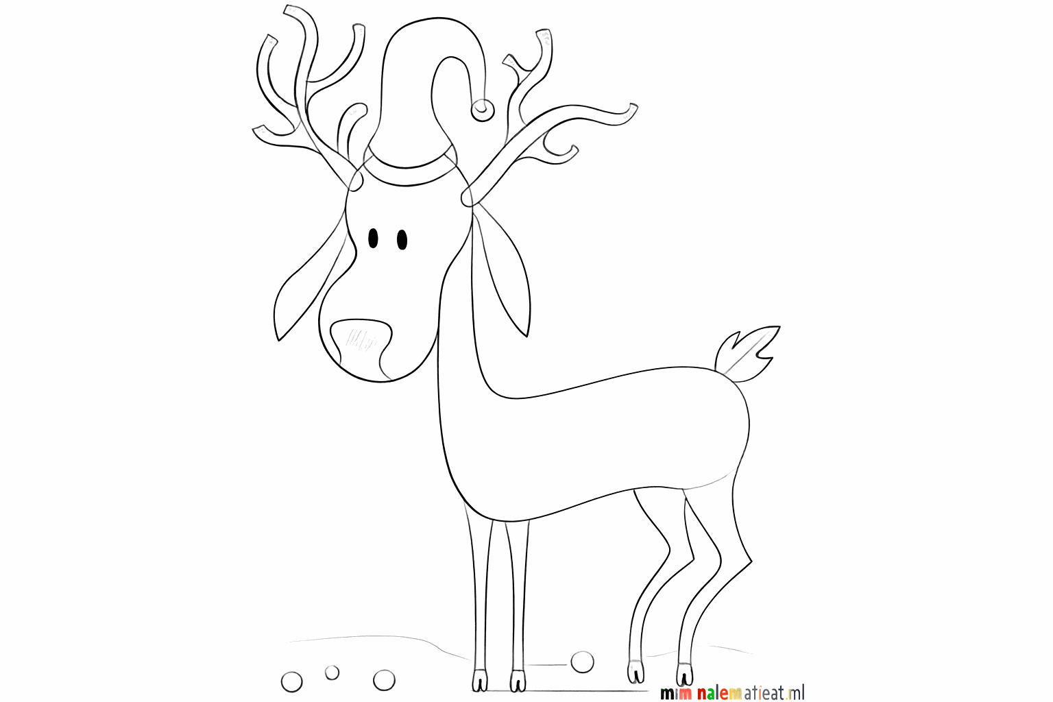 Details of the Santa hat and small snowflakes around the reindeer.