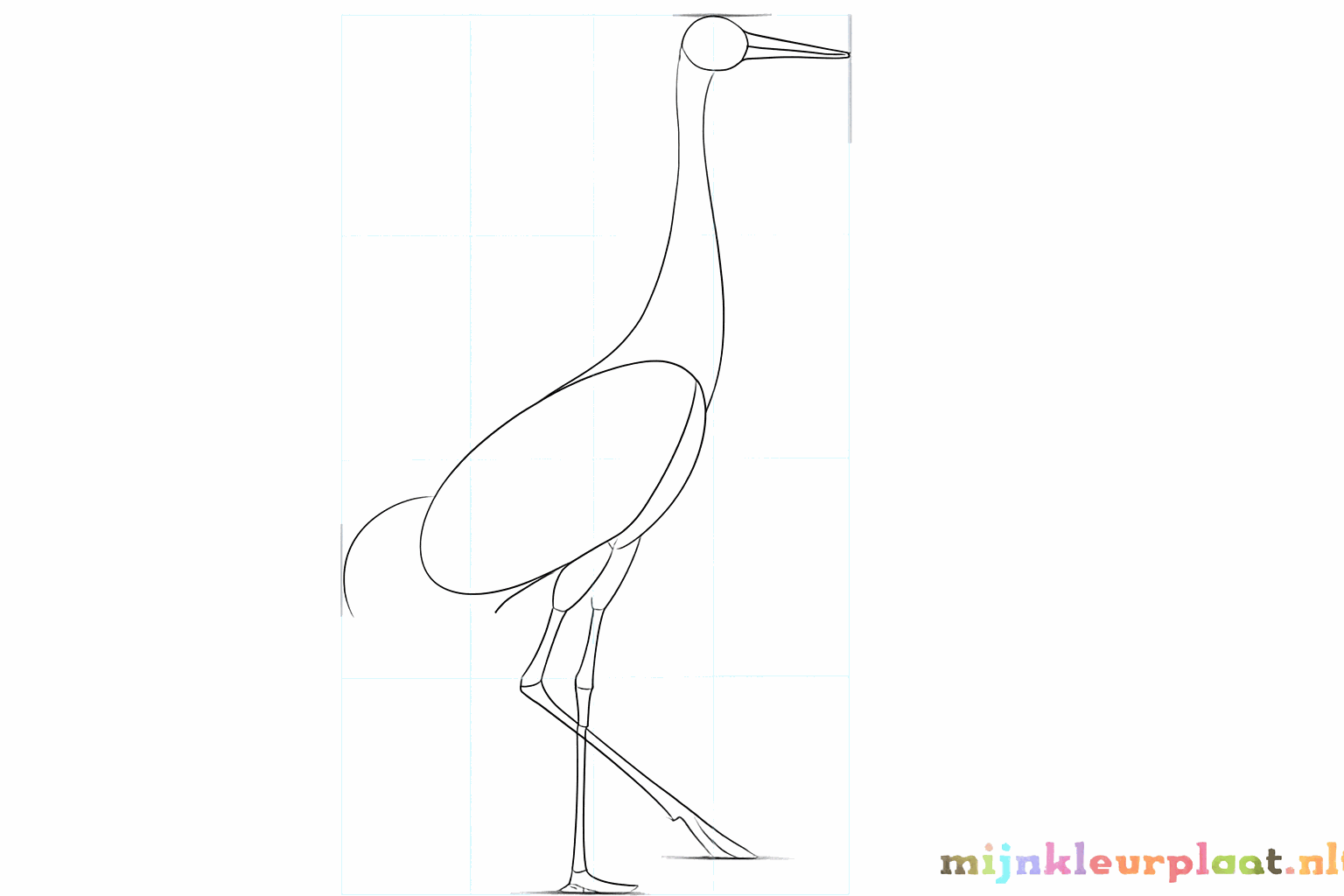 Two long vertical lines under the large oval for the legs.