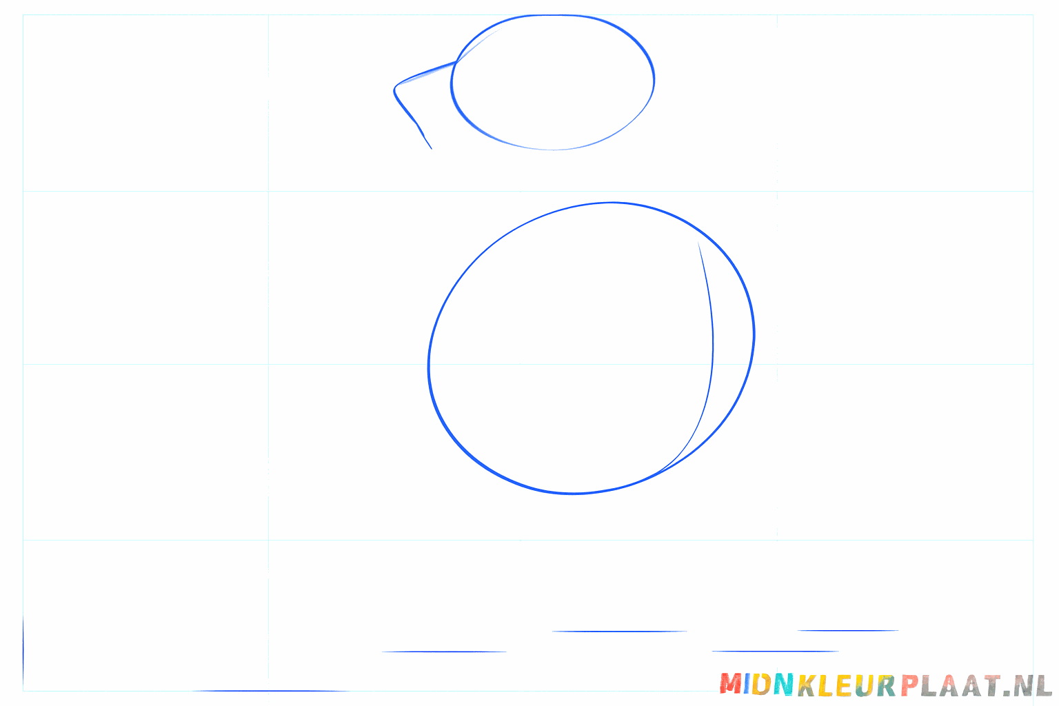 Basisvormen van een dalmatiër: een kleine cirkel en een grote ovaal.