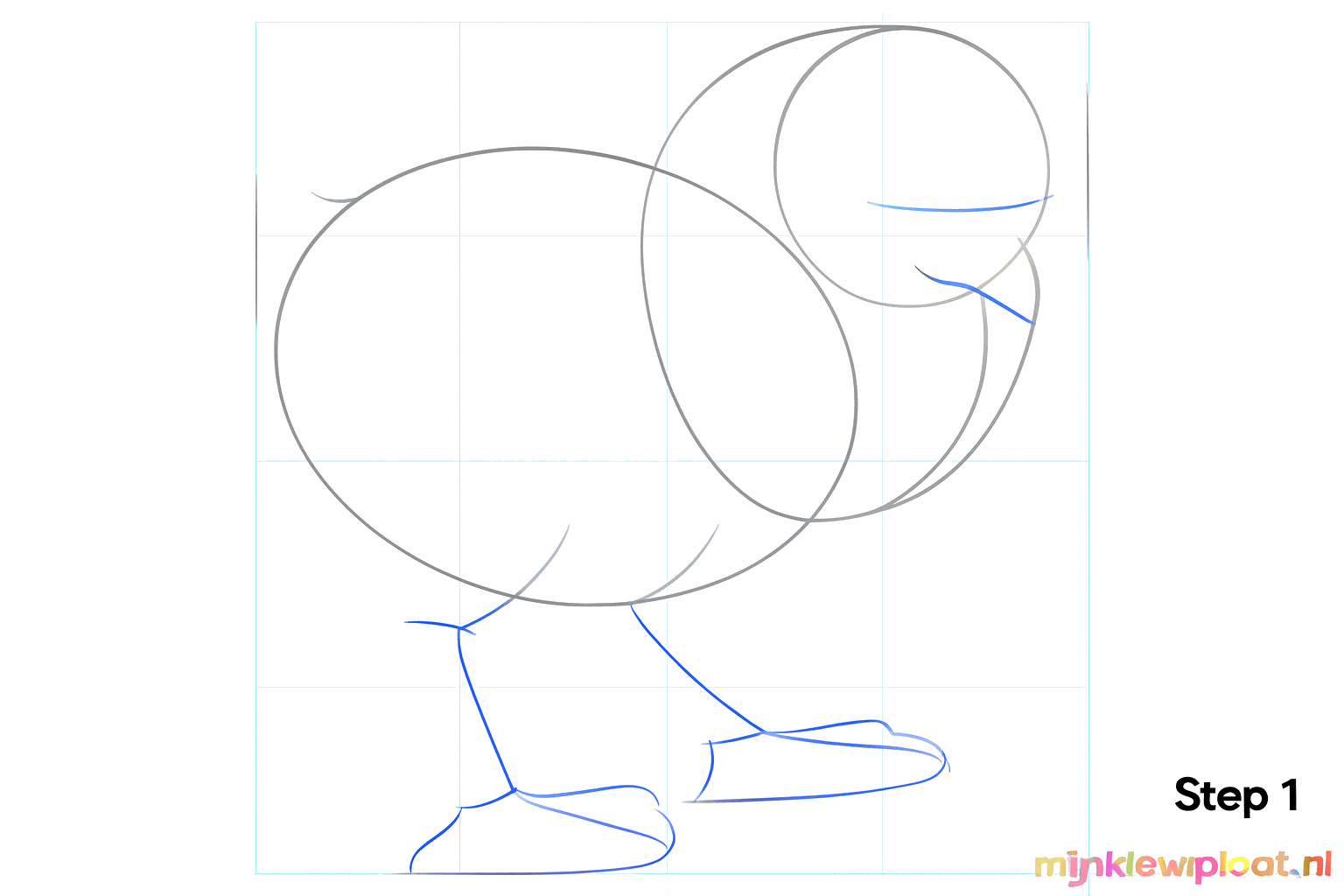 Simple lines for the legs and a small triangle for the beak.