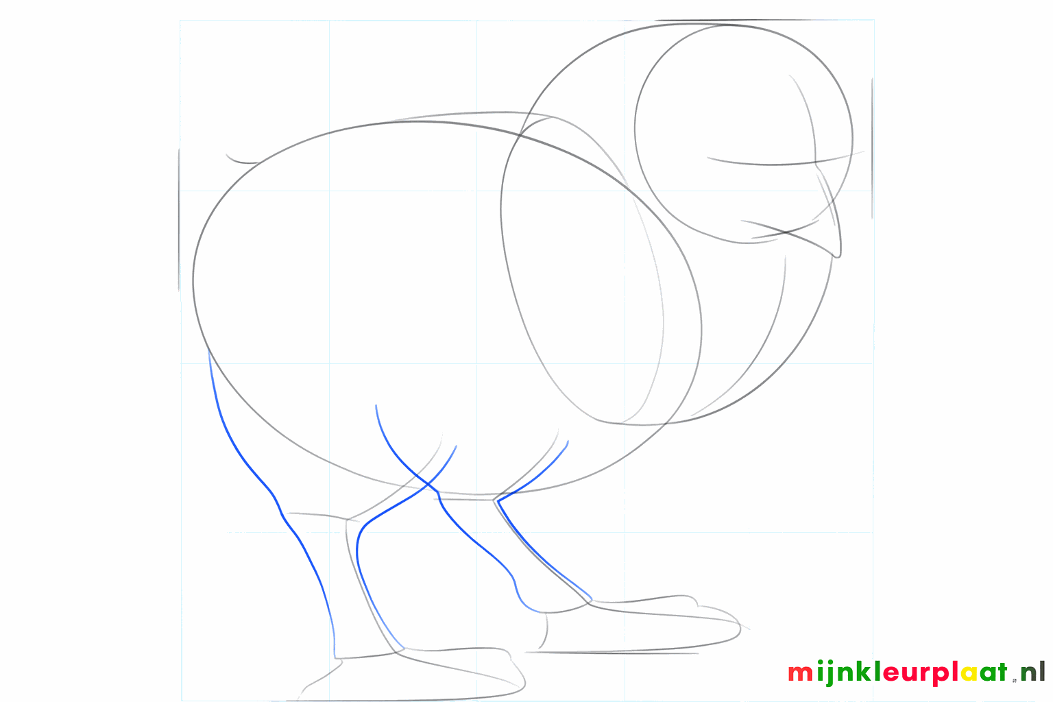 Thicker shapes for the beak and the legs of the chick.