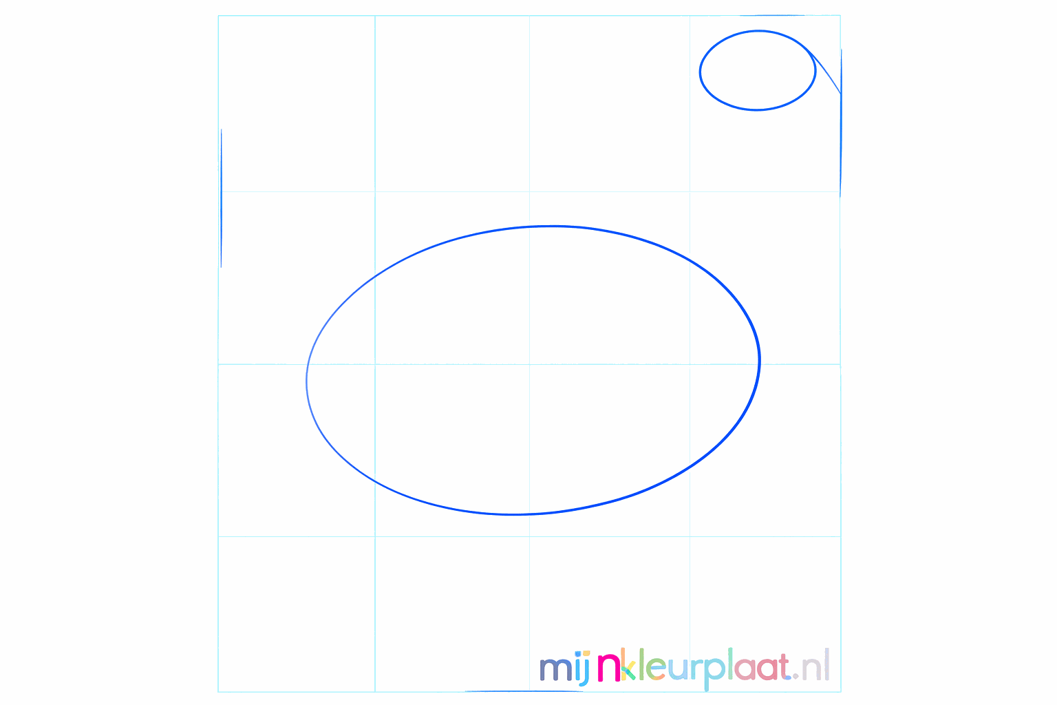 Two ovals drawn as a base for the head and the body of the chicken.