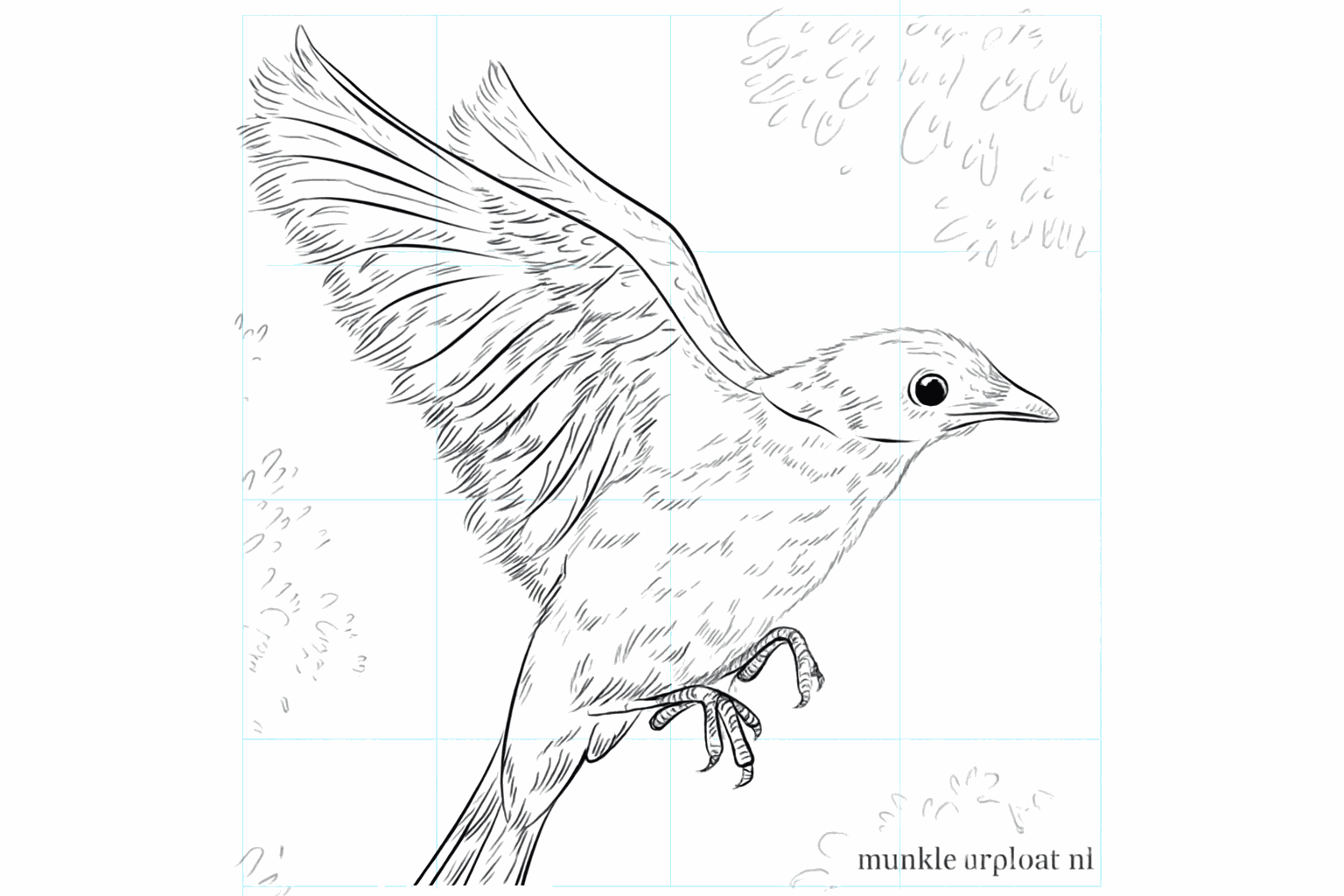 Drawing a cheerful blue bird