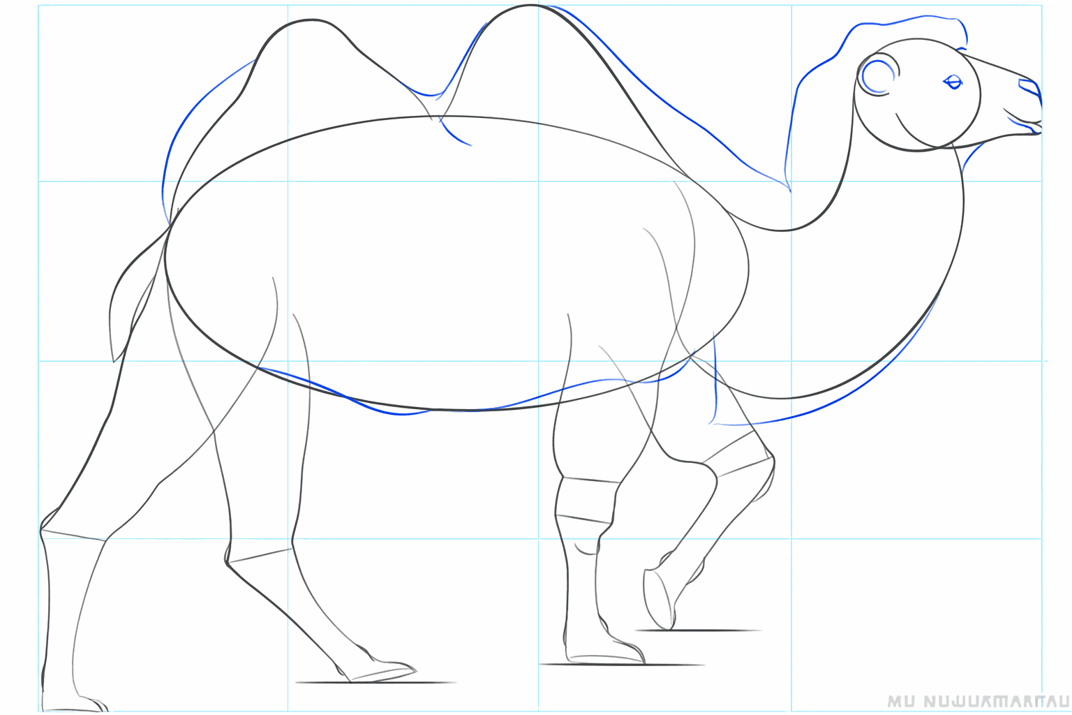 Het gezicht invullen met een oog en de staart afmaken.