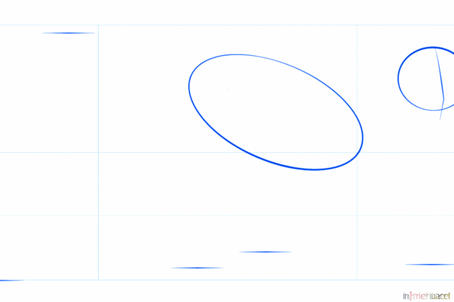Basic shapes of a bobcat: a circle for the head and a large oval for the body.