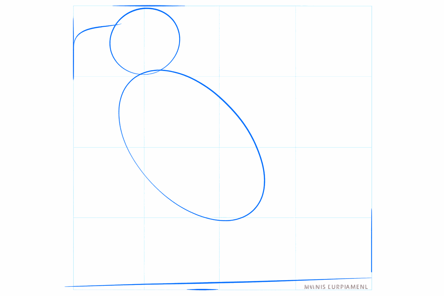 Basic shapes of a raven: a circle for the head and a large oval for the body.