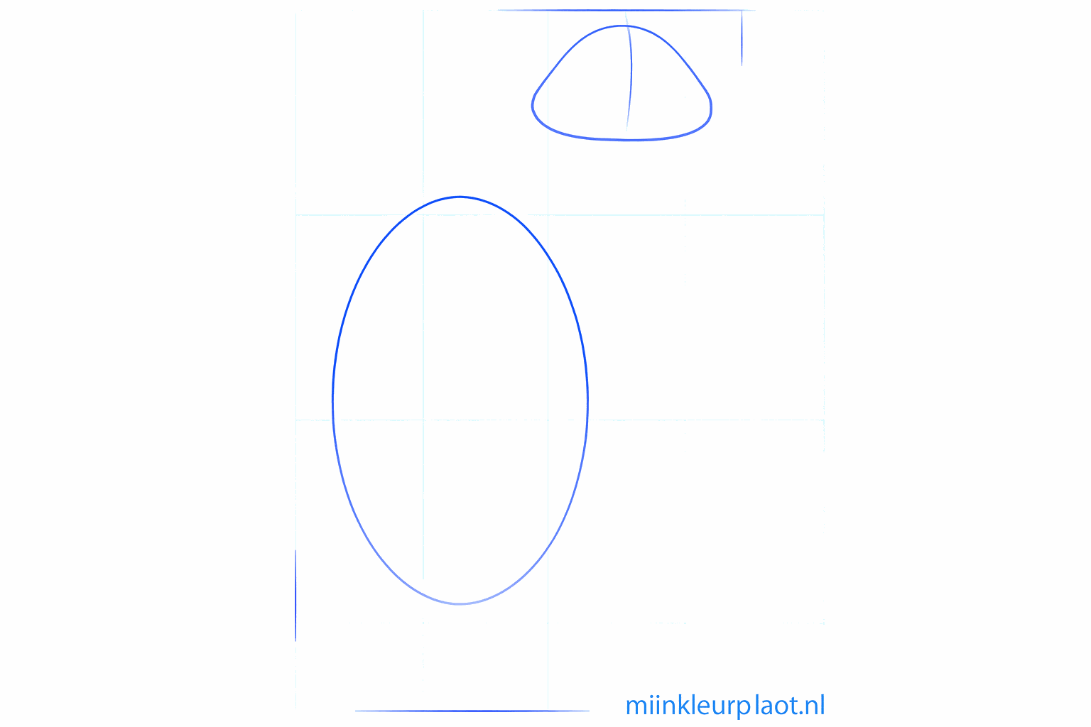 Basic shape of an oval with a guide line for the cat's head.