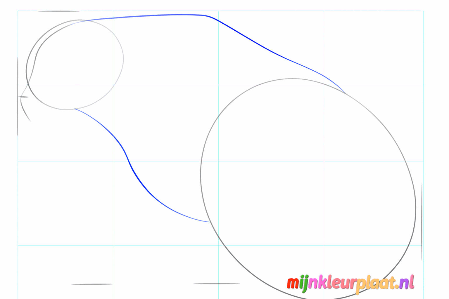 Connect the ovals with lines for the back and chest.