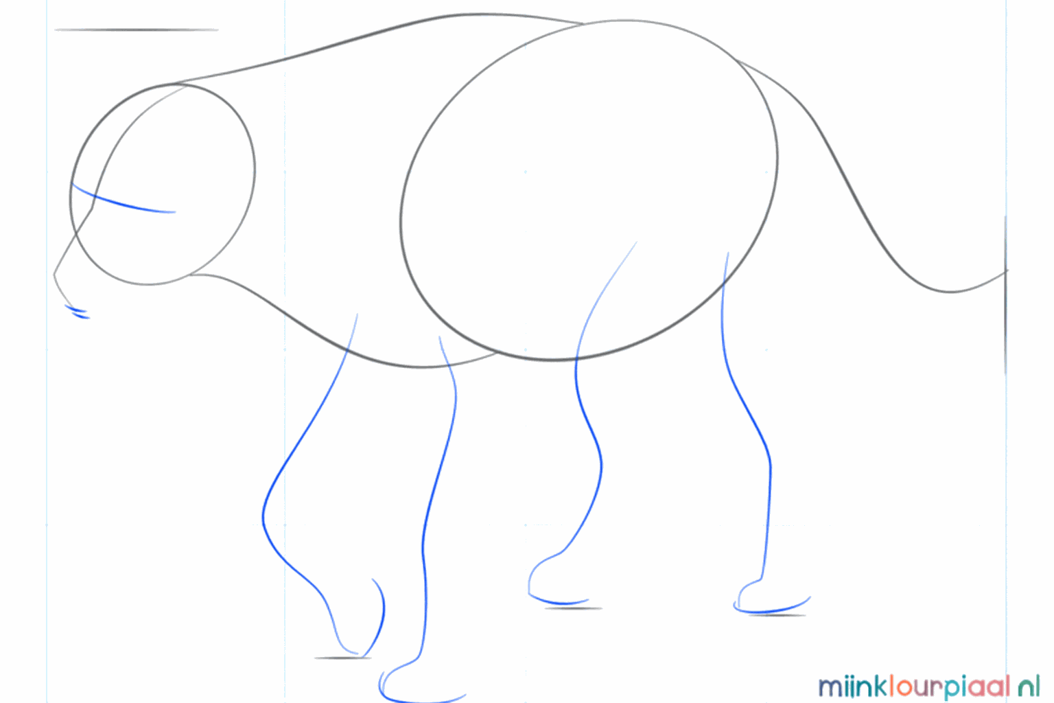 Guide lines for the four legs and a small protrusion for the snout.