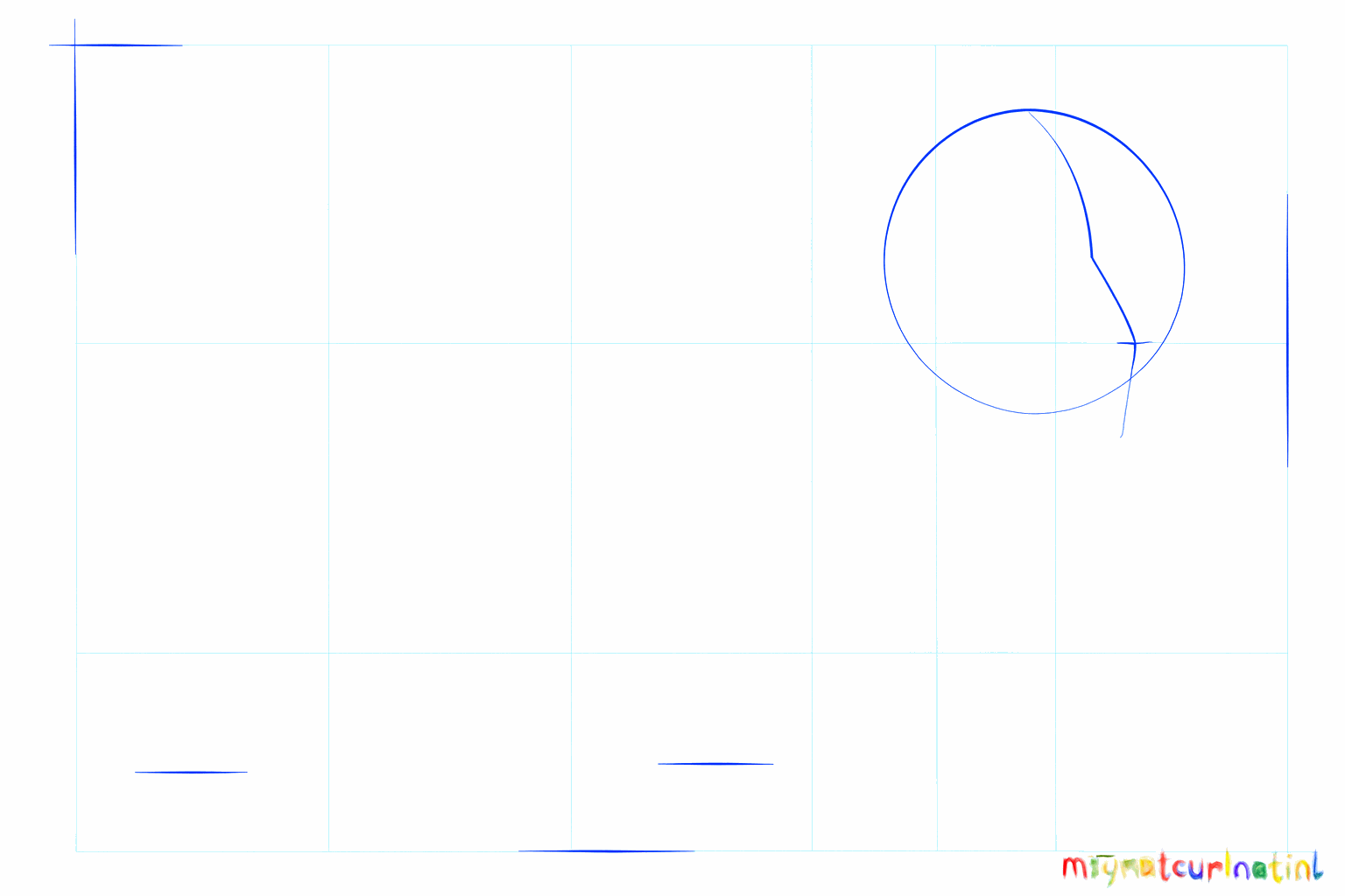 A vertical oval with a vertical construction line for the dog's head.