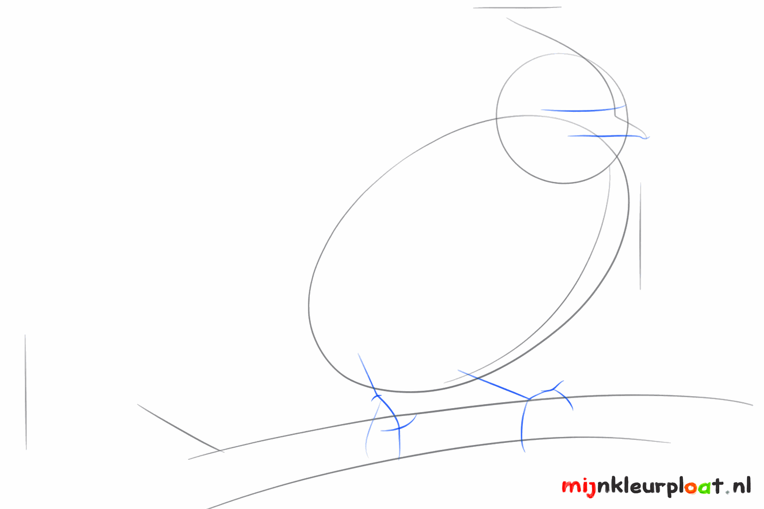 Two small lines under the body as a base for the bird's legs.