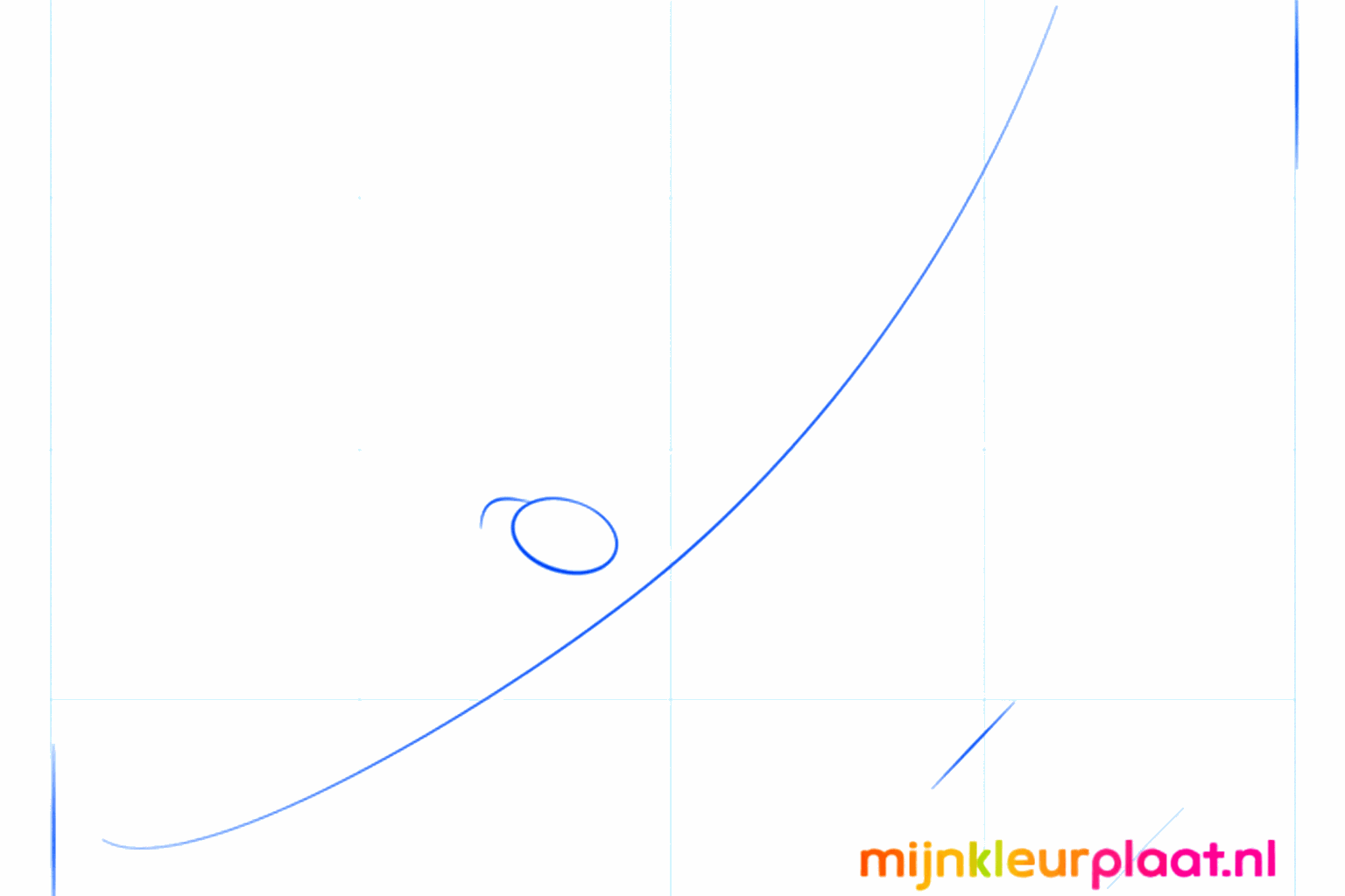 Basic shape of an eagle's head with a guide line for the beak.