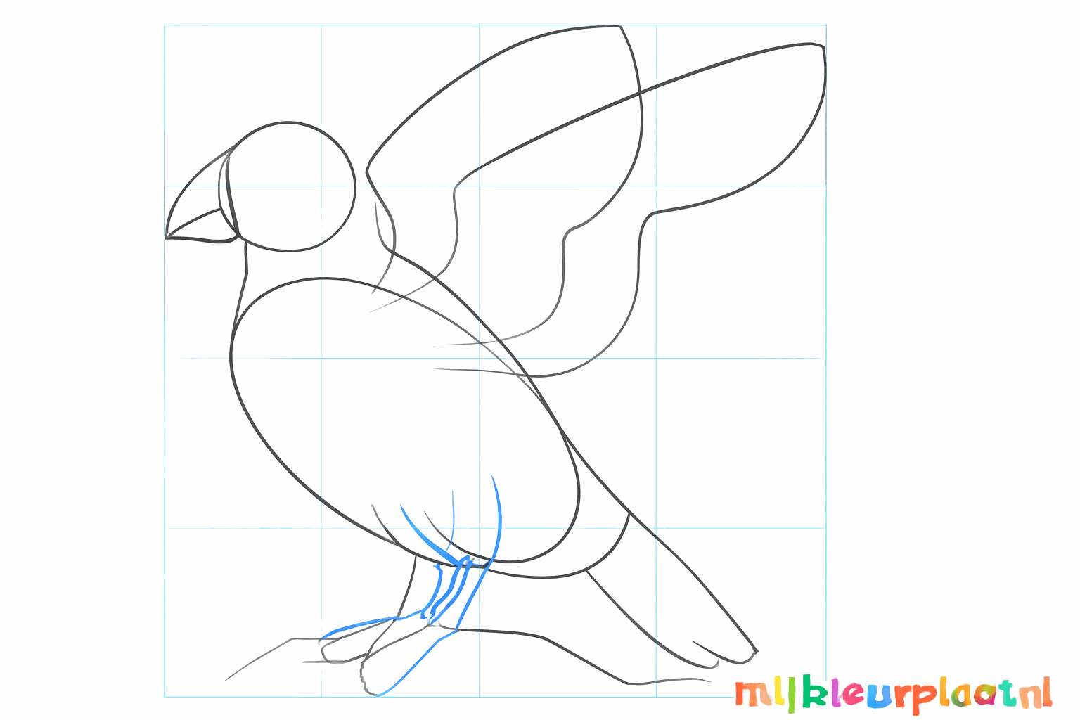 The beak gets a rounded shape and the legs are made thicker.