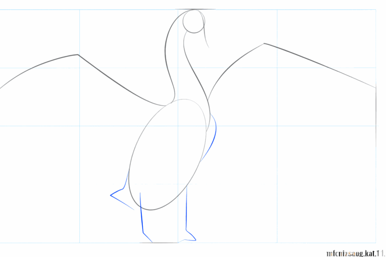A curved line on the swan's back shaping the wing.