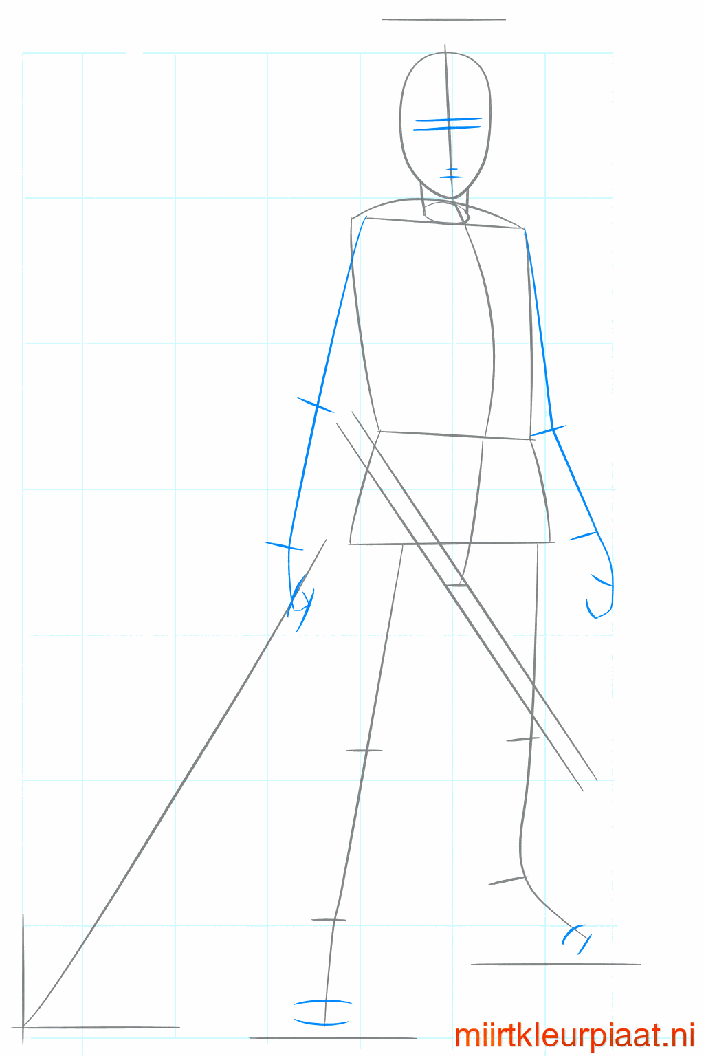 Guide lines for the ninja's arms and legs.