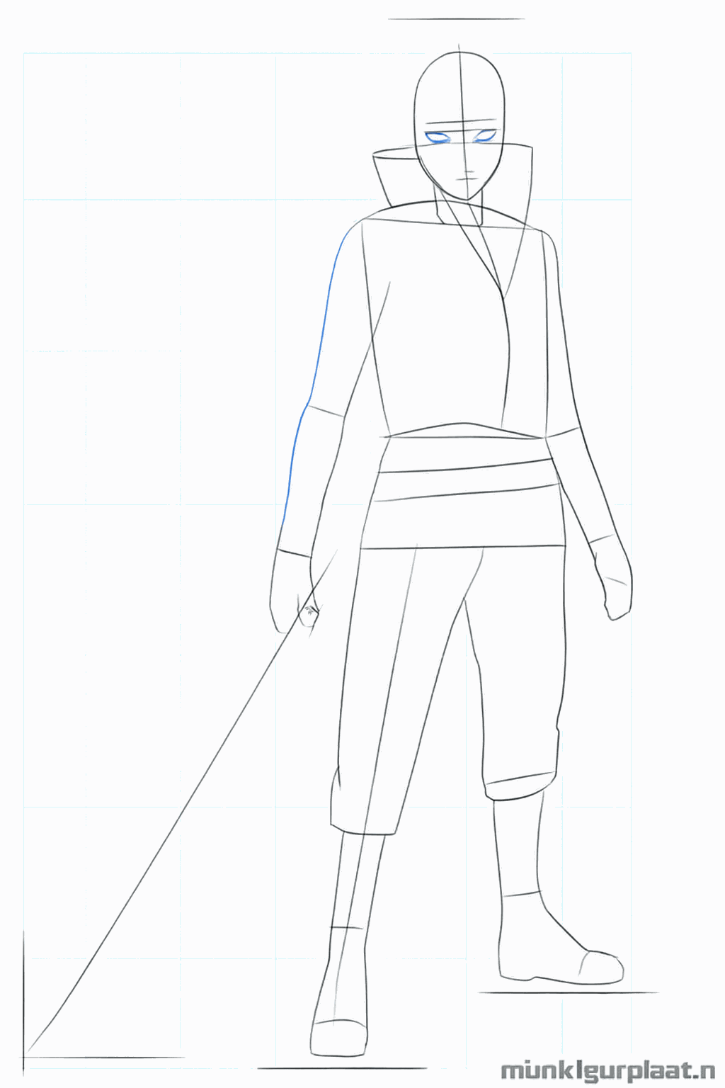 Shape of the face and Sasuke's eyes drawn with simple lines.