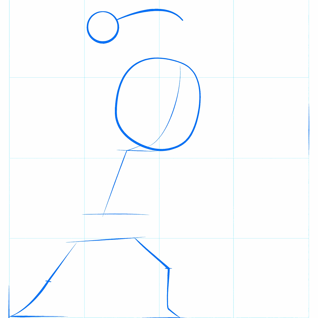 Draw two circles and a guide line in the middle for Link's face.