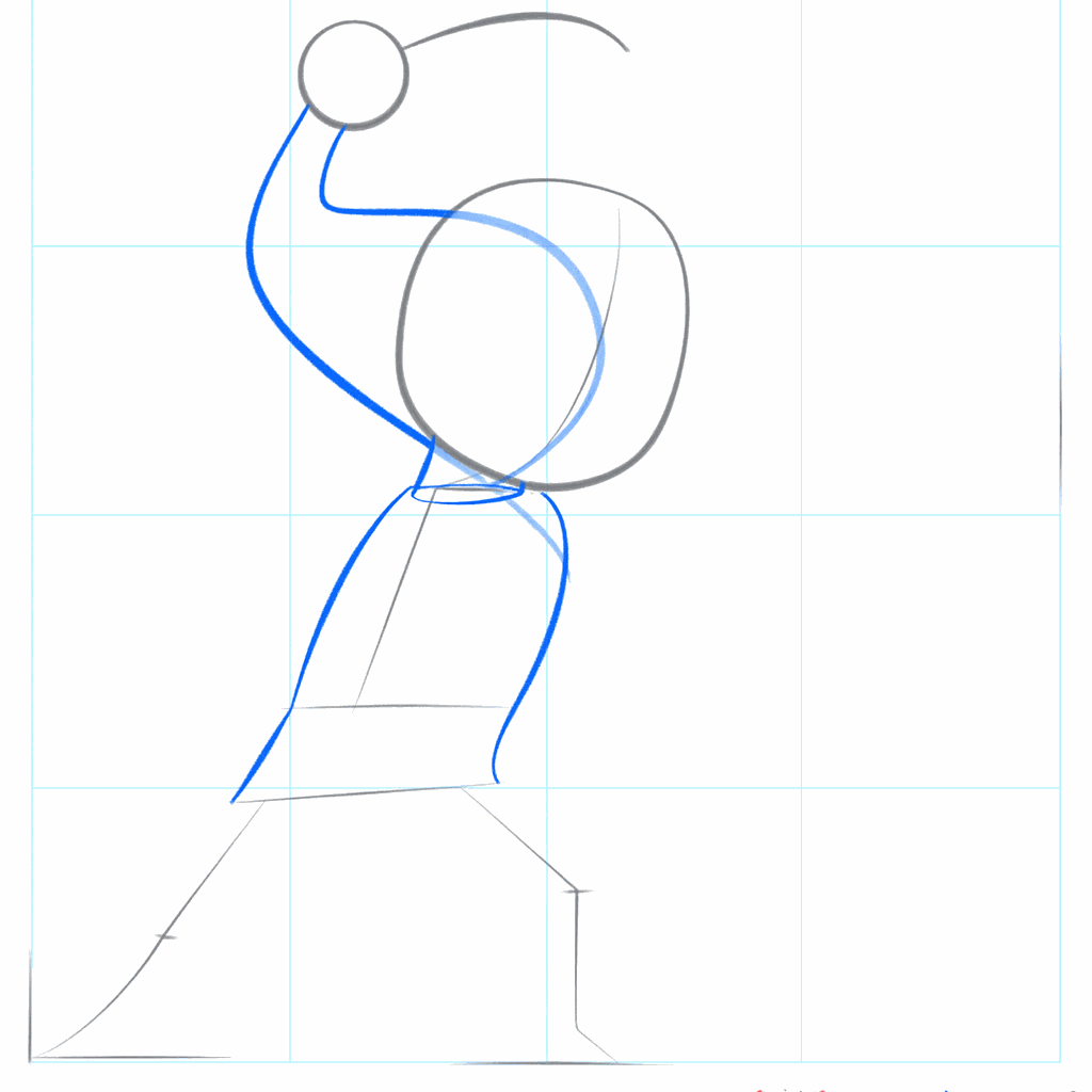 Oval shapes for Link's body and the bird below the heads.