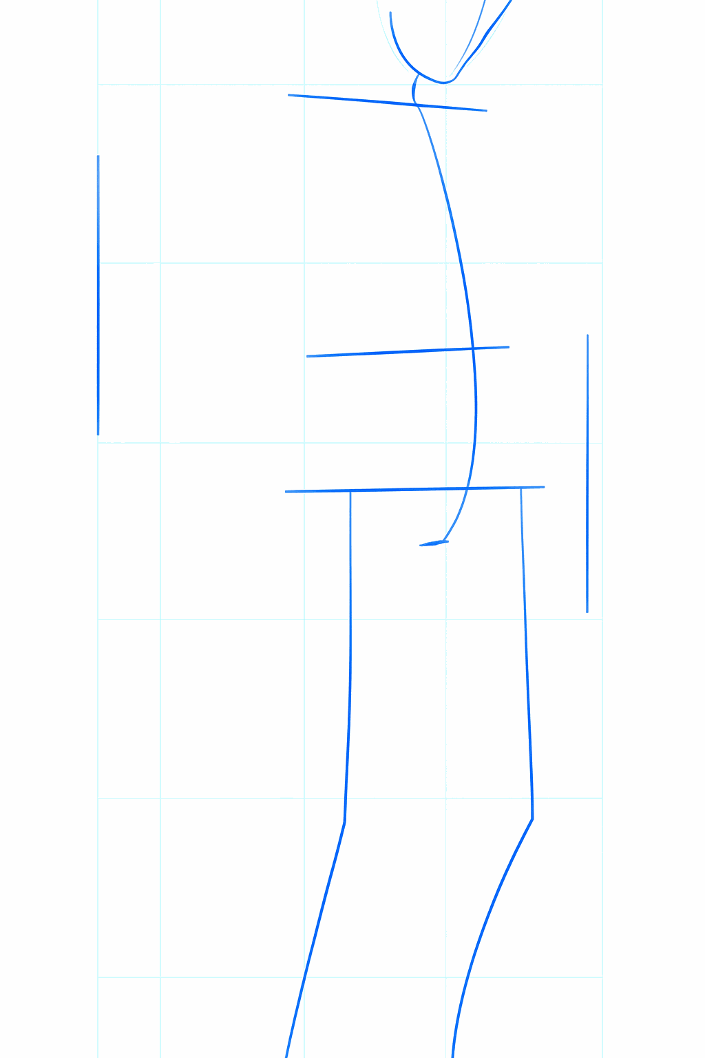 Basic shapes for the head and the body line of Kakashi.