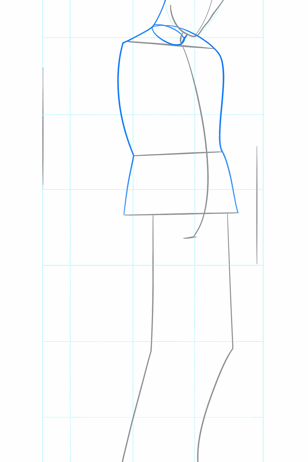 The neck and upper body of Kakashi drawn with basic shapes.