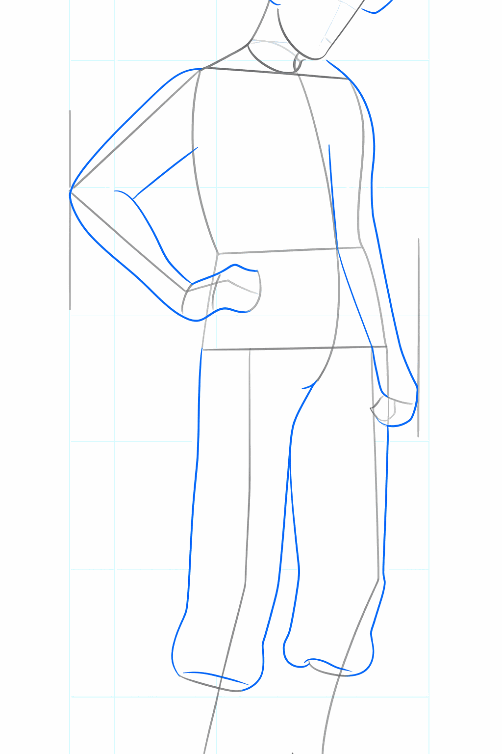 Thicker shapes for the limbs of Kakashi Hatake.