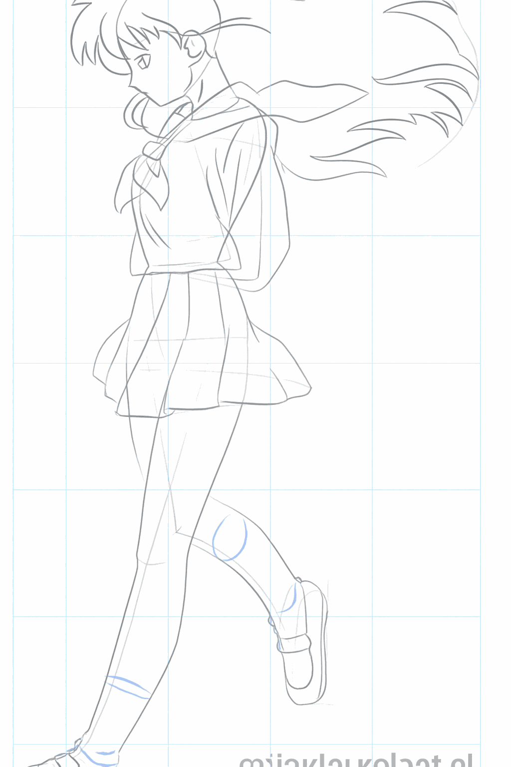 Facial expression with large eyes and a small smile.