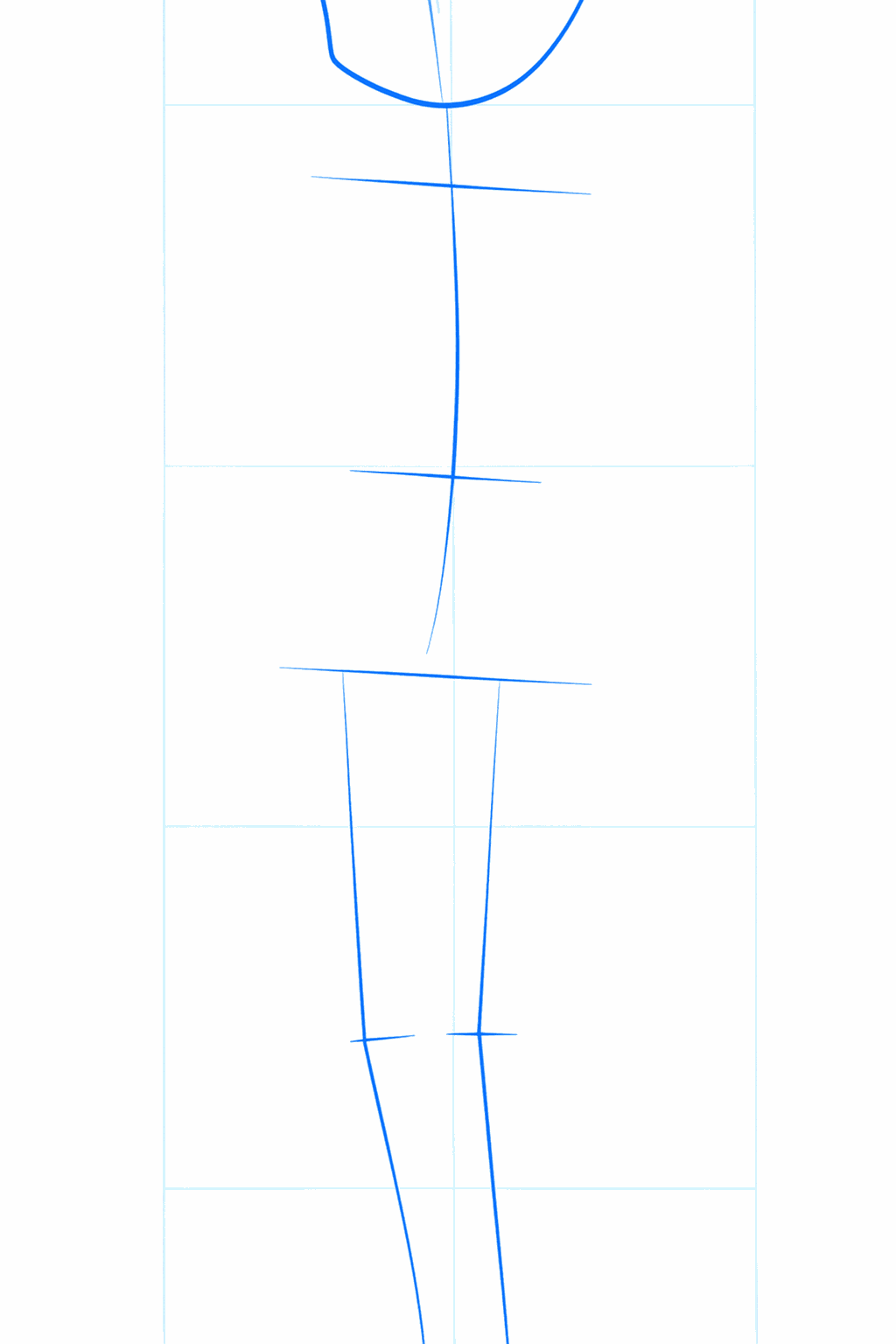 Basic shape of the head with a center line for balance.