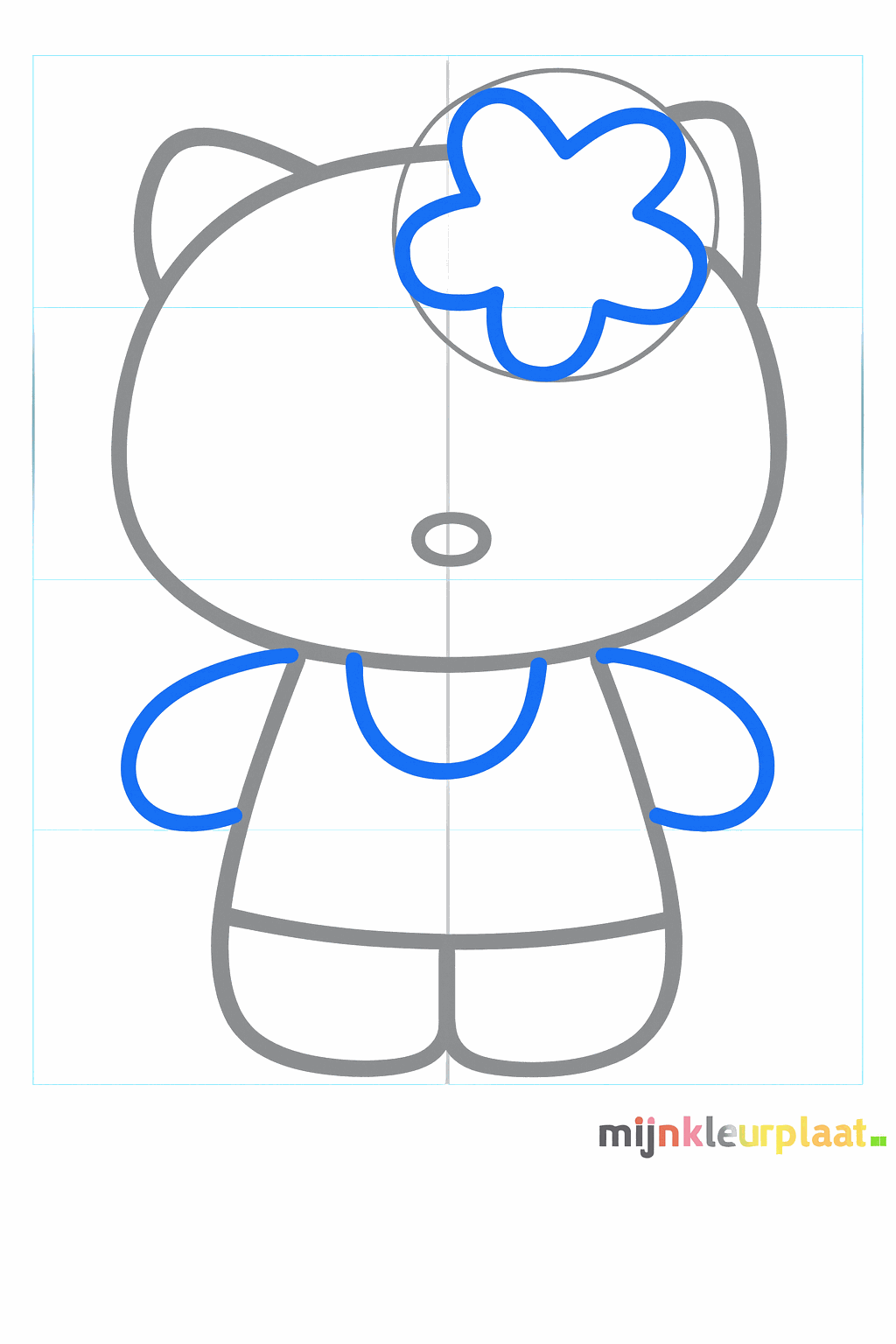 Hello Kitty with two simple arms and a small circle for the base of the flower.