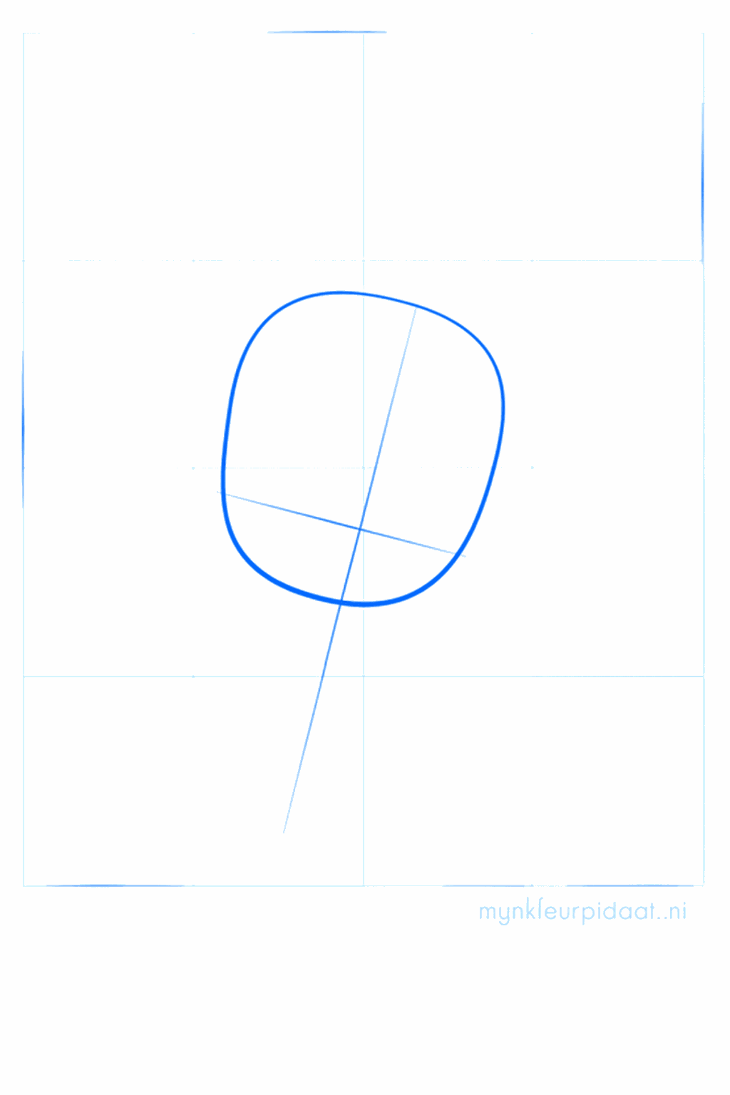 A circle with guide lines for Pikachu's head.