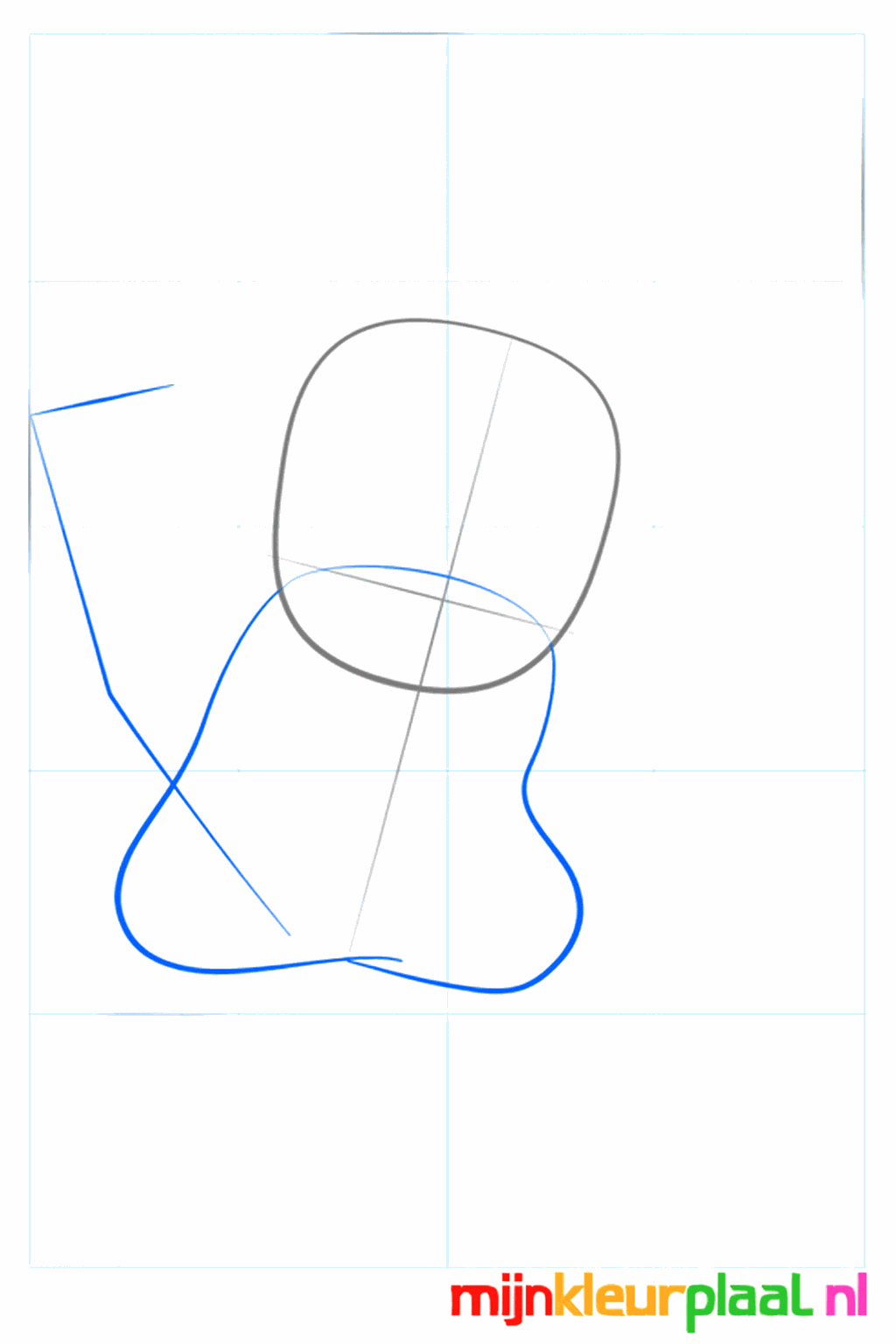 A larger oval below the head for Pikachu's body.