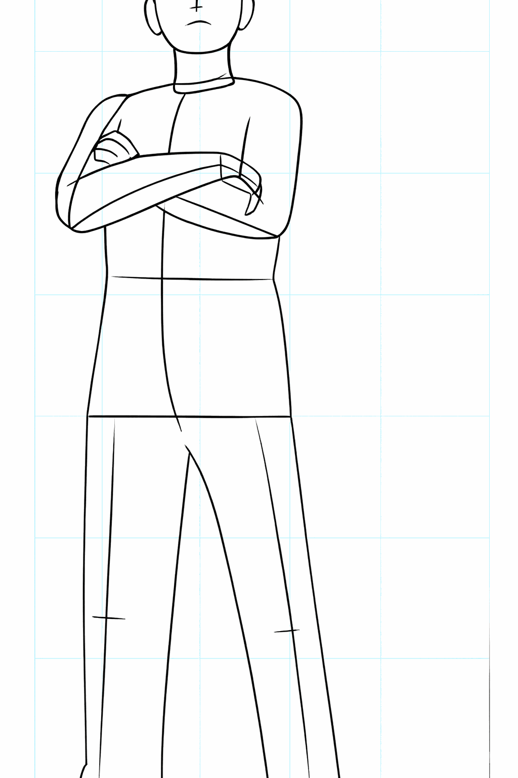 Shapes of the clothing and the limbs of the ninja.