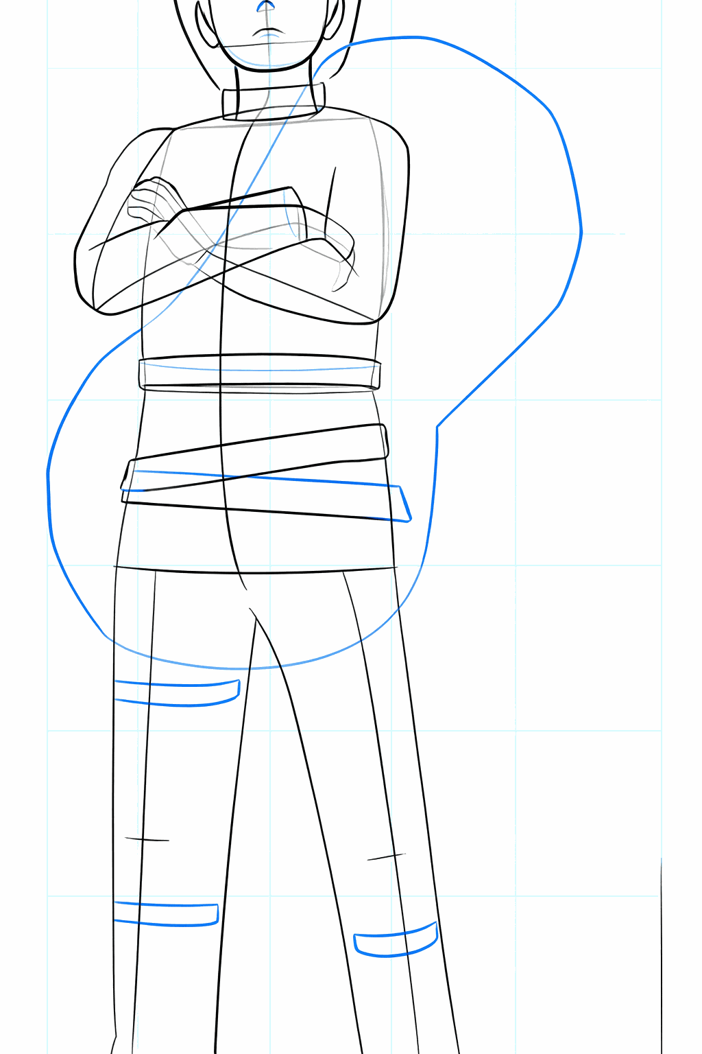 Details of the ears and the eyes in the face.