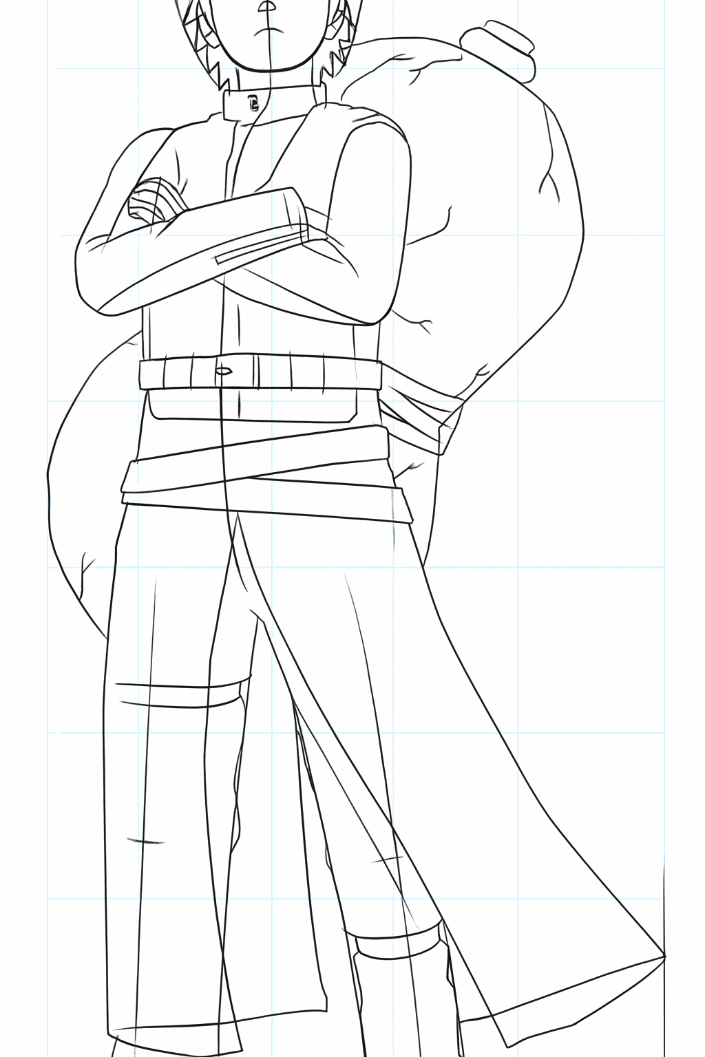 Details of Gaara's clothing and shoes.