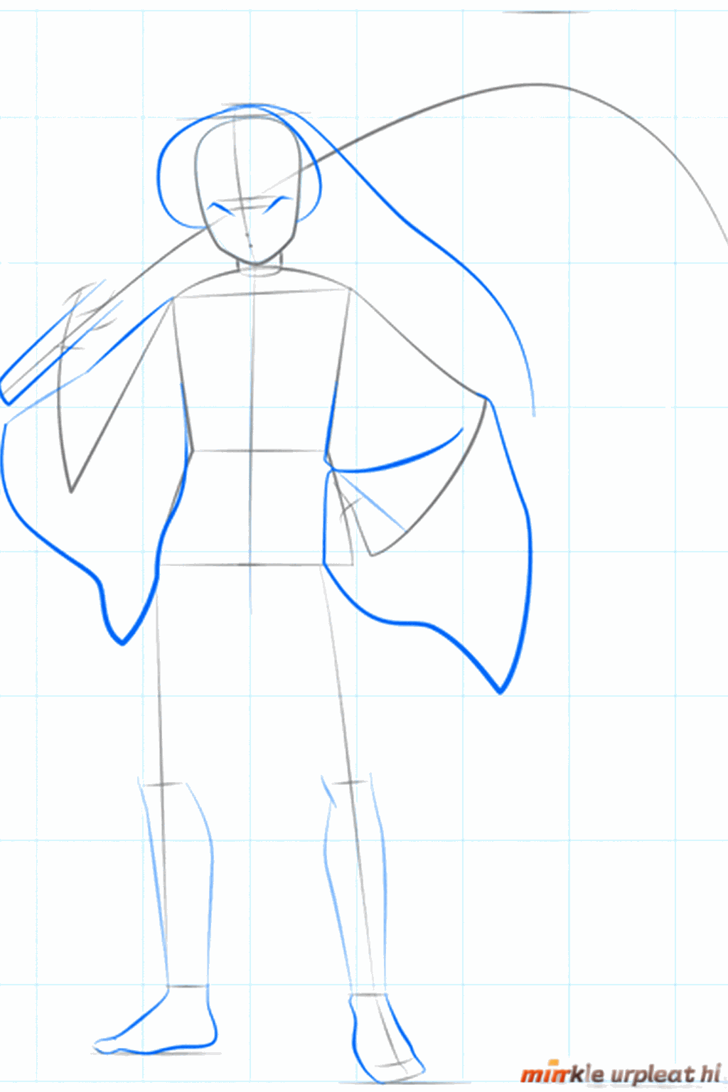 Outline of the wide sleeves and Inuyasha's trousers.