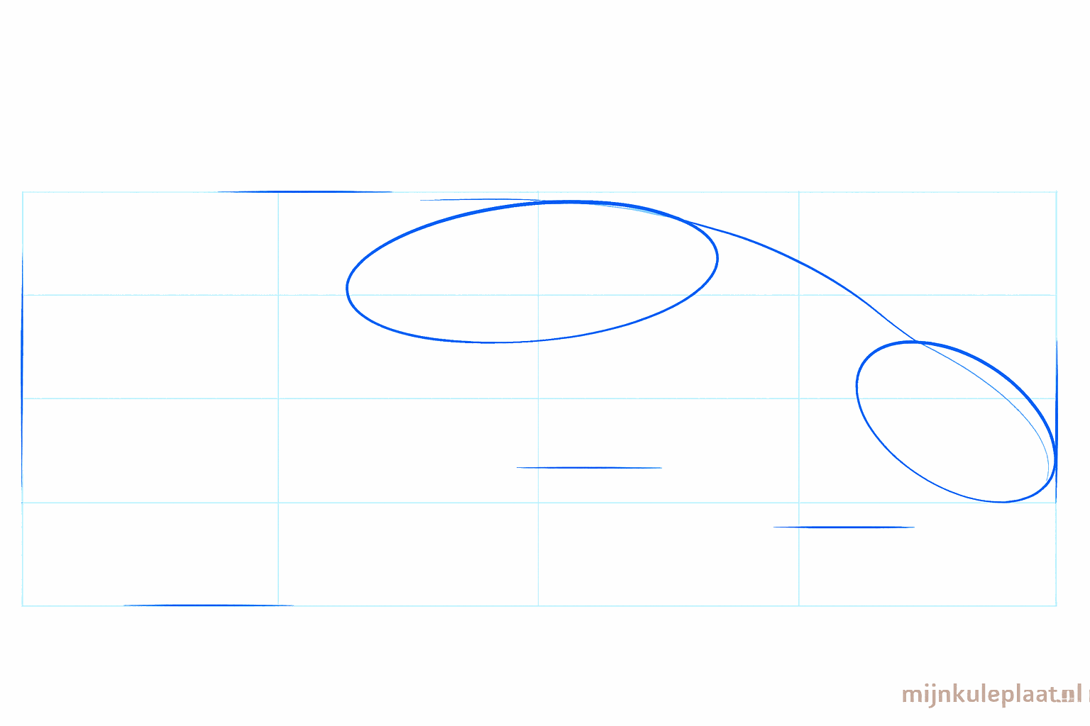 Twee ovalen met een lijn erdoorheen als basis voor de salamander.
