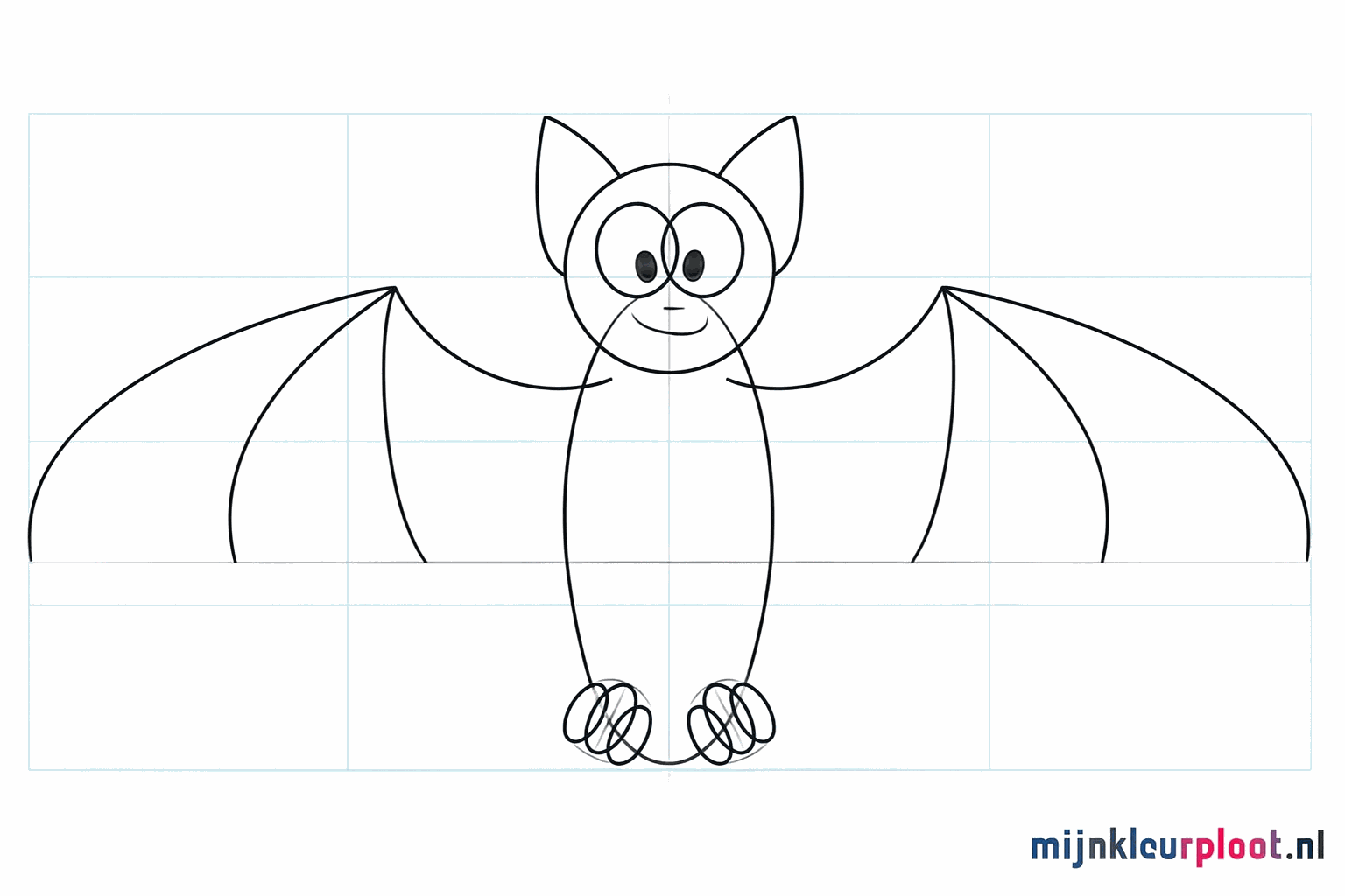 Twee driehoekige oren op het hoofd en twee ronde ogen in het midden.