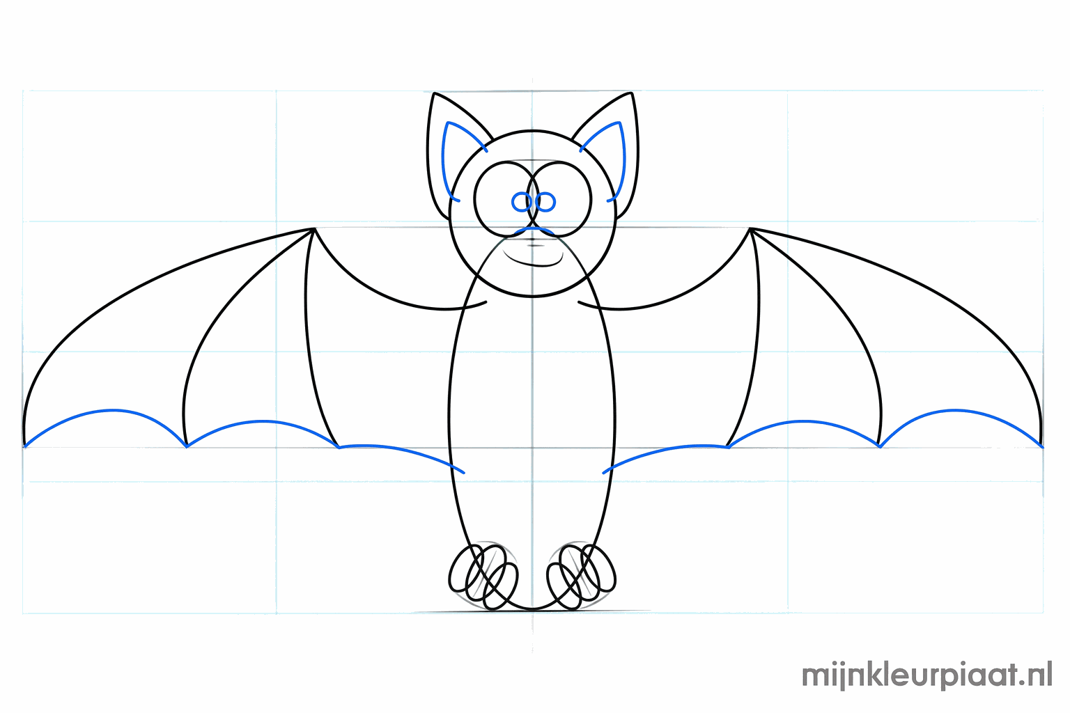 Kleine pootjes onder het lijf en details in de oren en het gezicht.