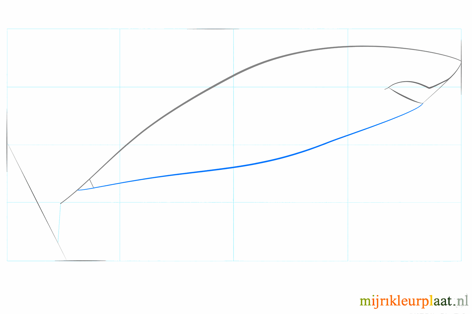 Een grote ovaal met een open mond aan de linkerkant.